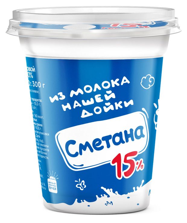 Сметана Из молока Нашей дойки 15% ГОСТ БЗМЖ, 300 г