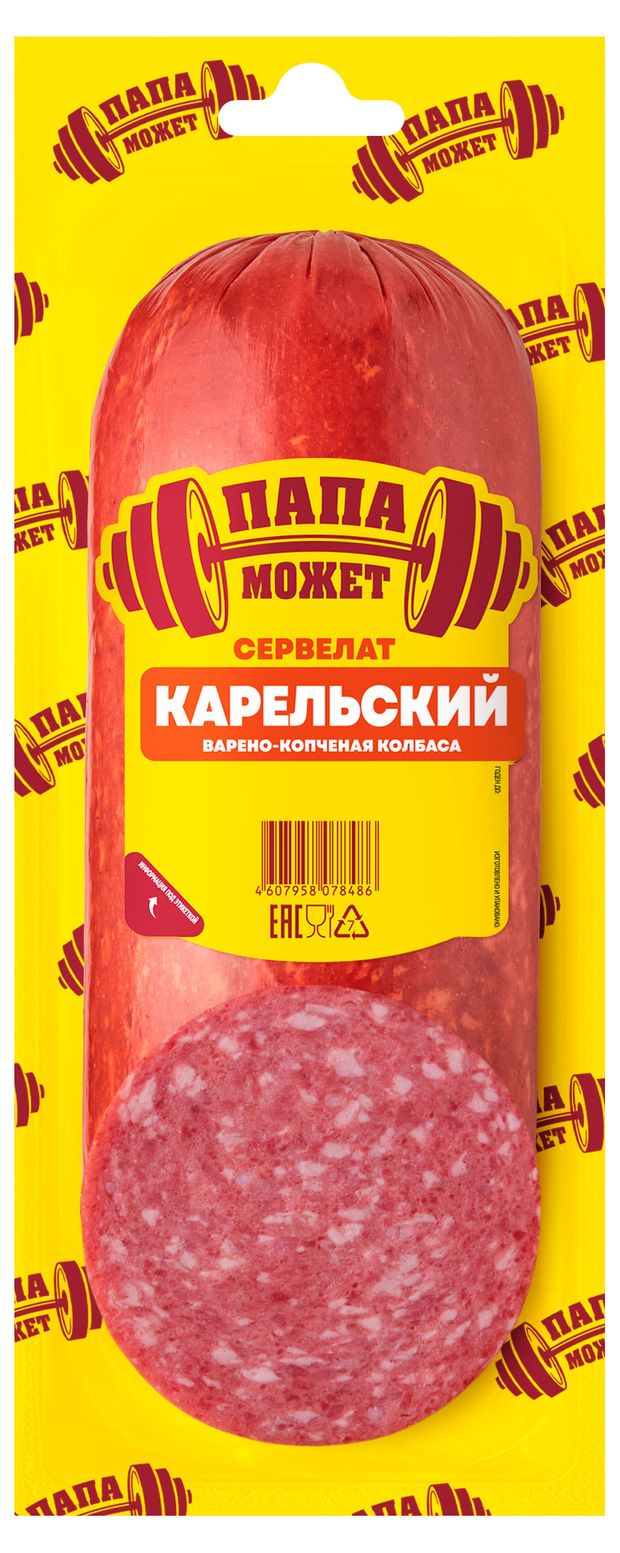 Колбаса варено-копченая Папа Может Сервелат Карельский, 280 г