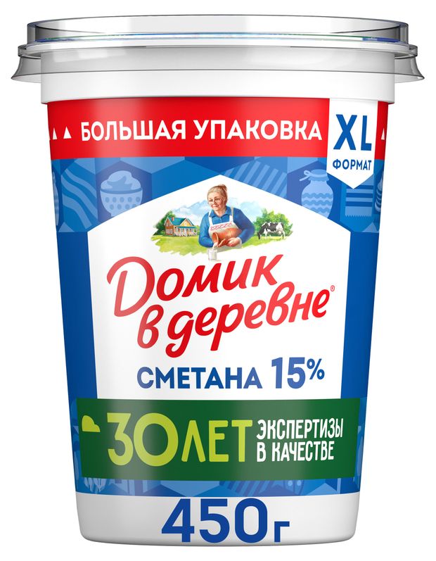 Сметана Домик в деревне 15% БЗМЖ, 450 г
