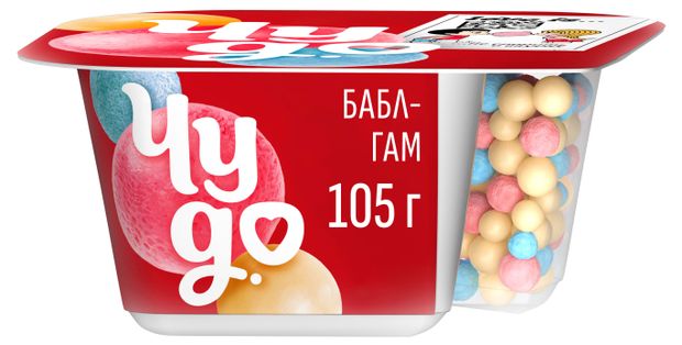 Йогурт Чудо Бабл-гам со злаковыми шариками 4% БЗМЖ, 101 г