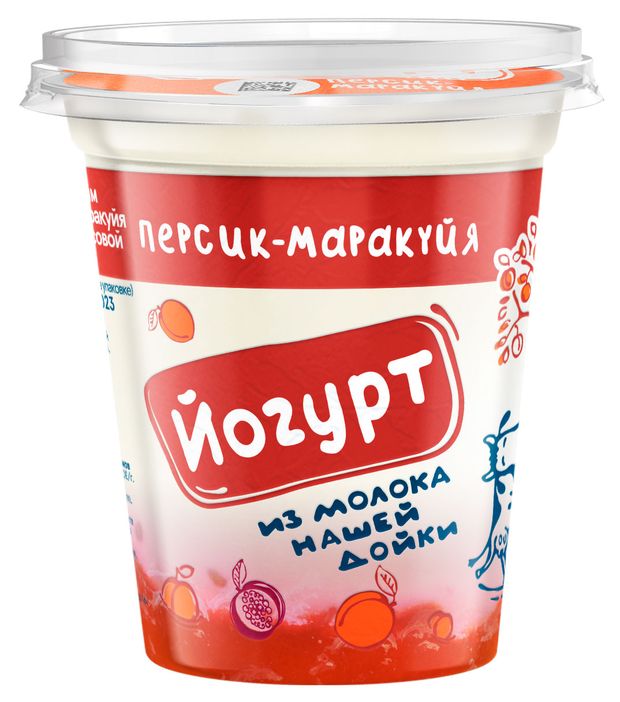 Йогурт Из молока Нашей дойки персик-маракуйя 3,2-6% БЗМЖ, 330 г