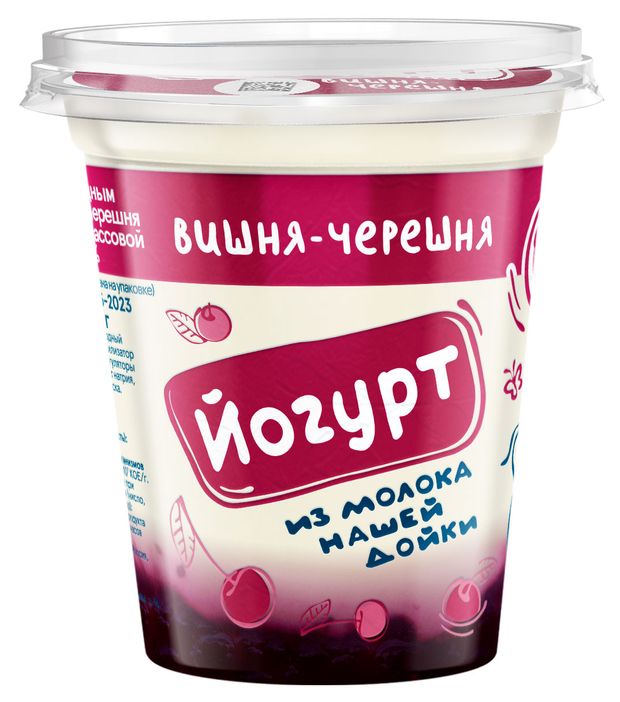 Йогурт Из молока Нашей дойки вишня-черешня 3,2-6% БЗМЖ, 330 г