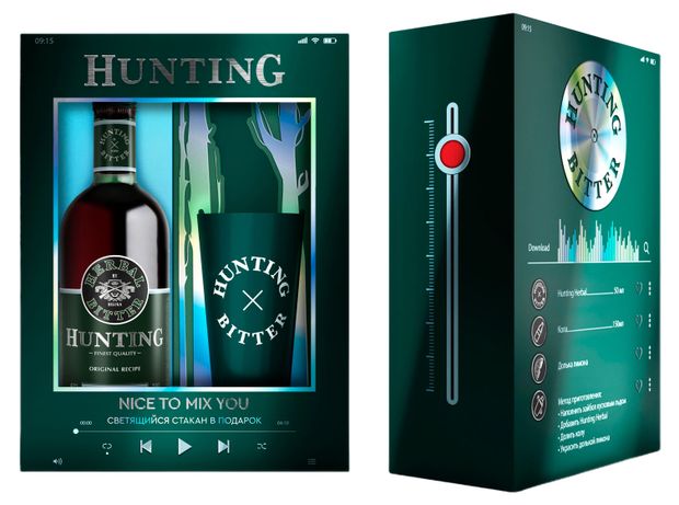 Ликер Hunting Herbal Россия, 0,7 + стакан 420 мл