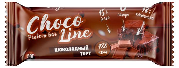 Батончик протеиновый BootyBar Choco Line Шоколадный торт, 50 г