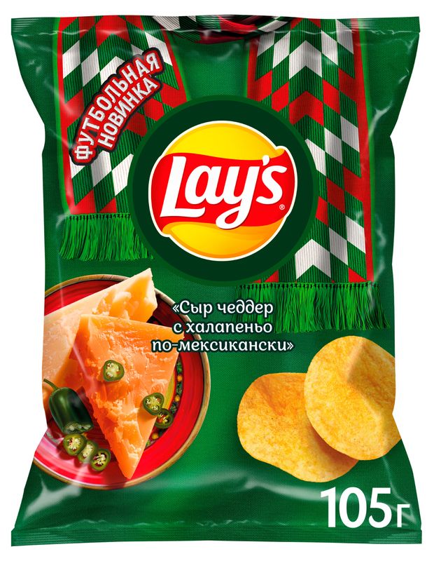 Чипсы картофельные Lay's Сыр чеддер с халапеньо по-мексикански, 105 г