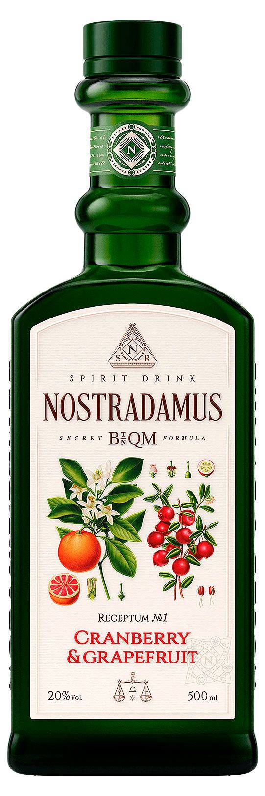 Настойка полусладкая Nostradamus Cranberry & Grapefruit Россия, 0,5 л