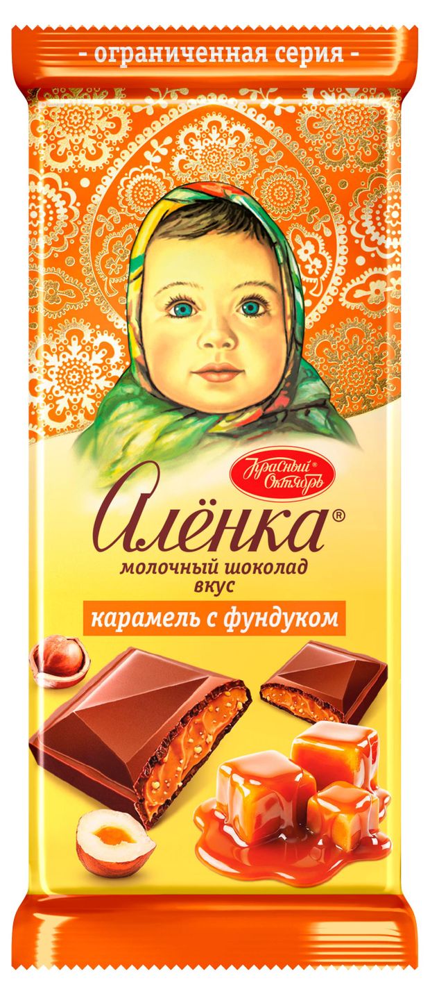 Шоколад молочный Аленка карамель с фундуком, 87 г