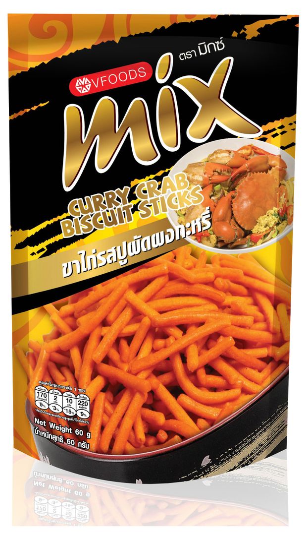 Палочки пшеничные хрустящие MIX со вкусом кари и краба Таиланд, 60 г