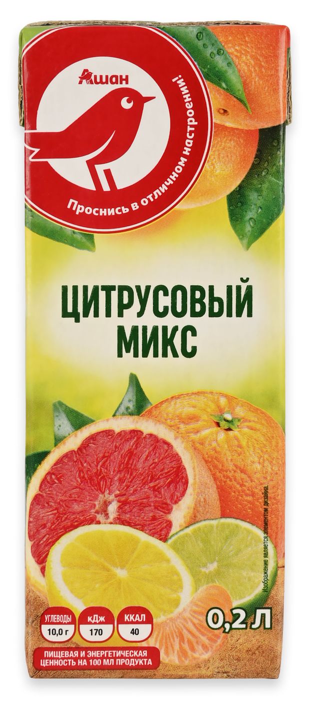 Нектар АШАН Красная птица Цитрусовый микс, 200 мл