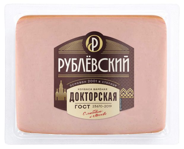 Колбаса вареная Рублёвский Докторская из свинины и говядины ГОСТ, 400 г