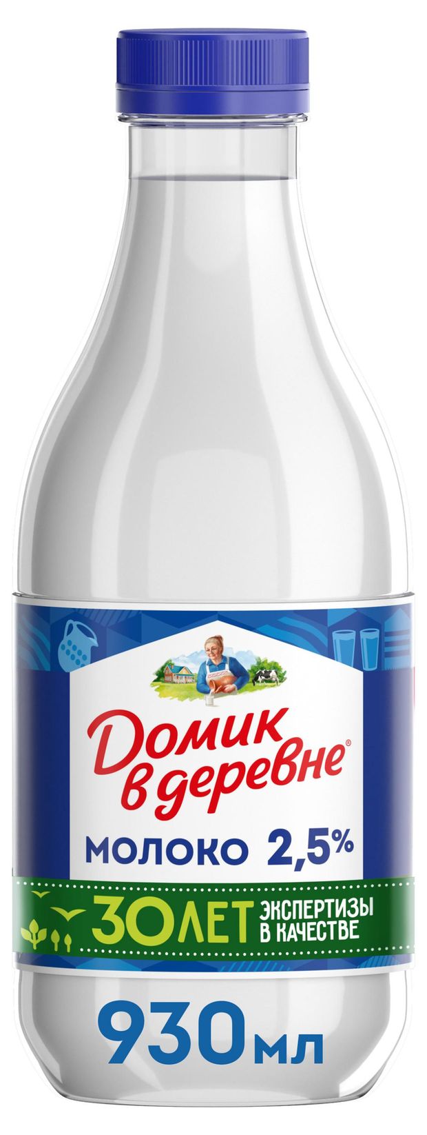 Молоко пастеризованное питьевое Домик в деревне нормализованное 2,5% БЗМЖ охлажденное, 930 г
