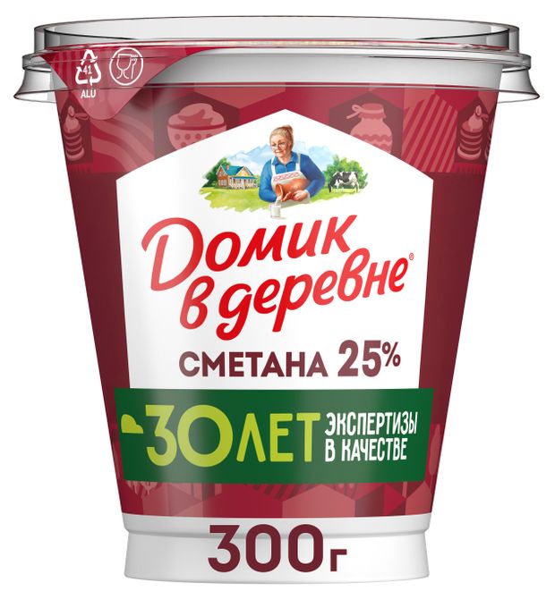 Сметана Домик в деревне 25% БЗМЖ, 300 г