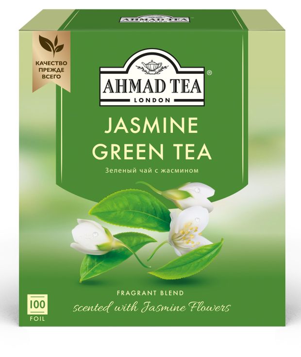 Чай зеленый Ahmad Tea с жасмином в пакетиках, 100х2 г
