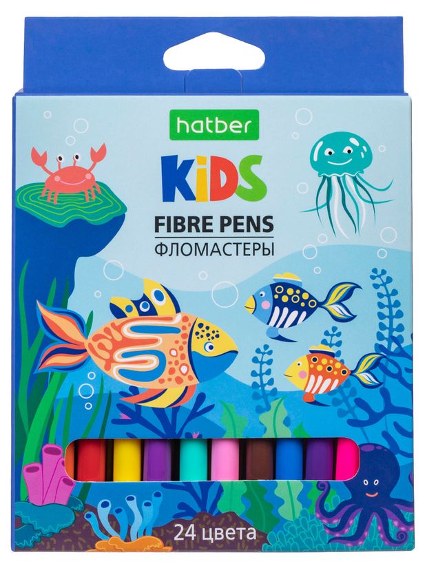 Фломастеры Hatber ECO ZOO, 24 цвета