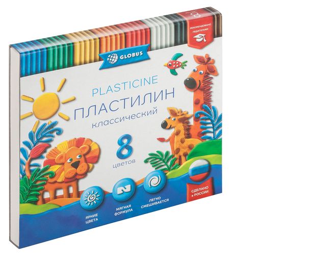 Пластилин Глобус Классический, 8 цветов