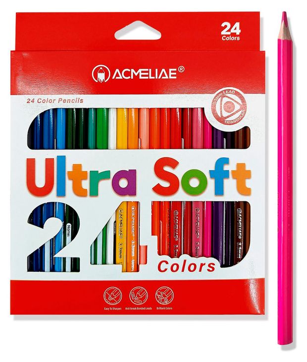 Набор цветных карандашей ACMELIAE Ultra Soft, 24 цвета