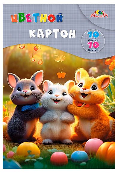 Картон цветной АппликА А4 10 л 10 цветов, 1 шт в ассортименте