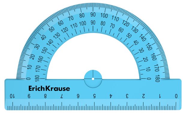 Транспортир ErichKrause Pastel пластиковый 180 10 см, 1 шт в ассортименте