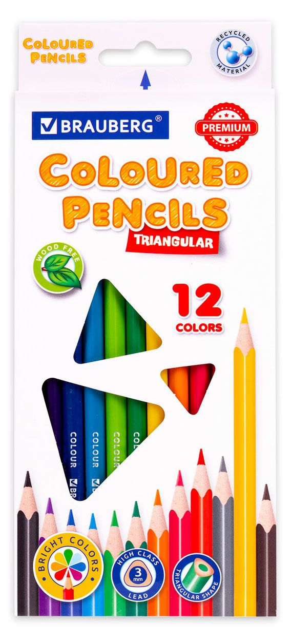 Карандаши цветные BRAUBERG Premium, 12 цветов