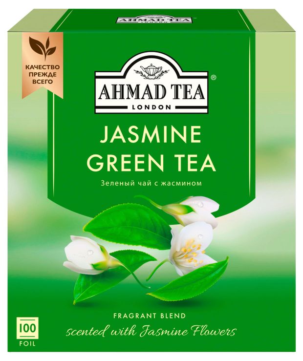 Чай зеленый Ahmad Tea с жасмином в пакетиках, 100х2 г