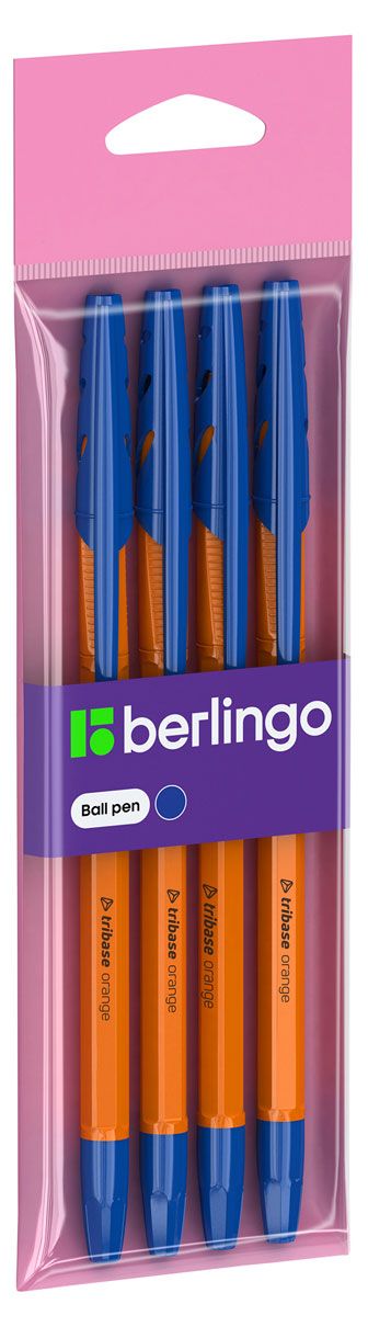 Ручка шариковая Berlingo Tribase Orange синяя 0,7 мм, 4 шт