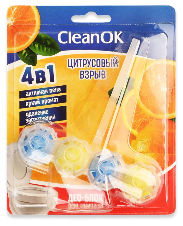 CleanOK Део-блок подвесной для унитаза CleanOK 4в1 Цитрусовый взрыв, 50 г