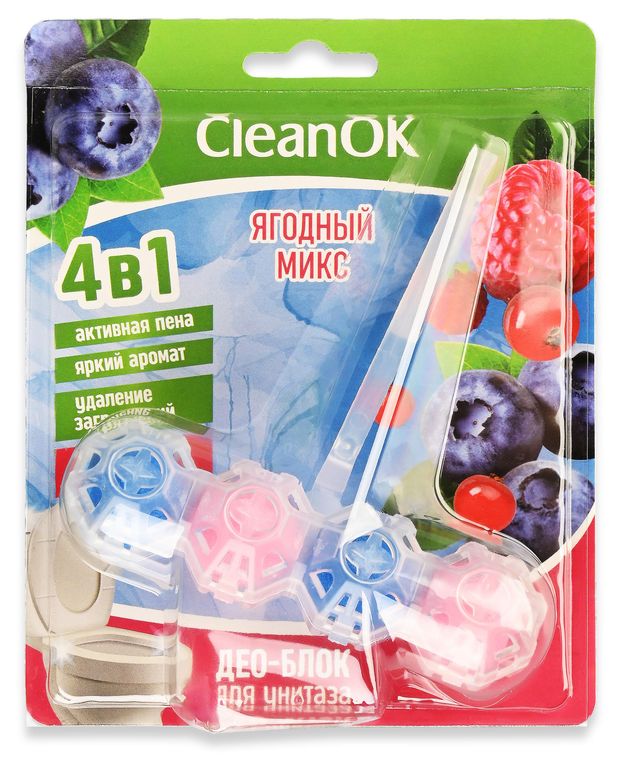 CleanOK Део-блок подвесной для унитаза CleanOK 4в1 Ягодный микс, 50 г