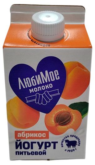 Йогурт питьевой Любимое молоко с абрикосом БЗМЖ, 450 г