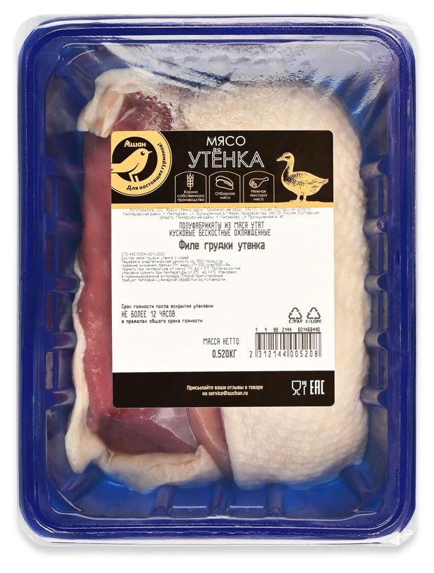 Филе грудки утенка АШАН Золотая птица охлажденное, ~ 500 г
