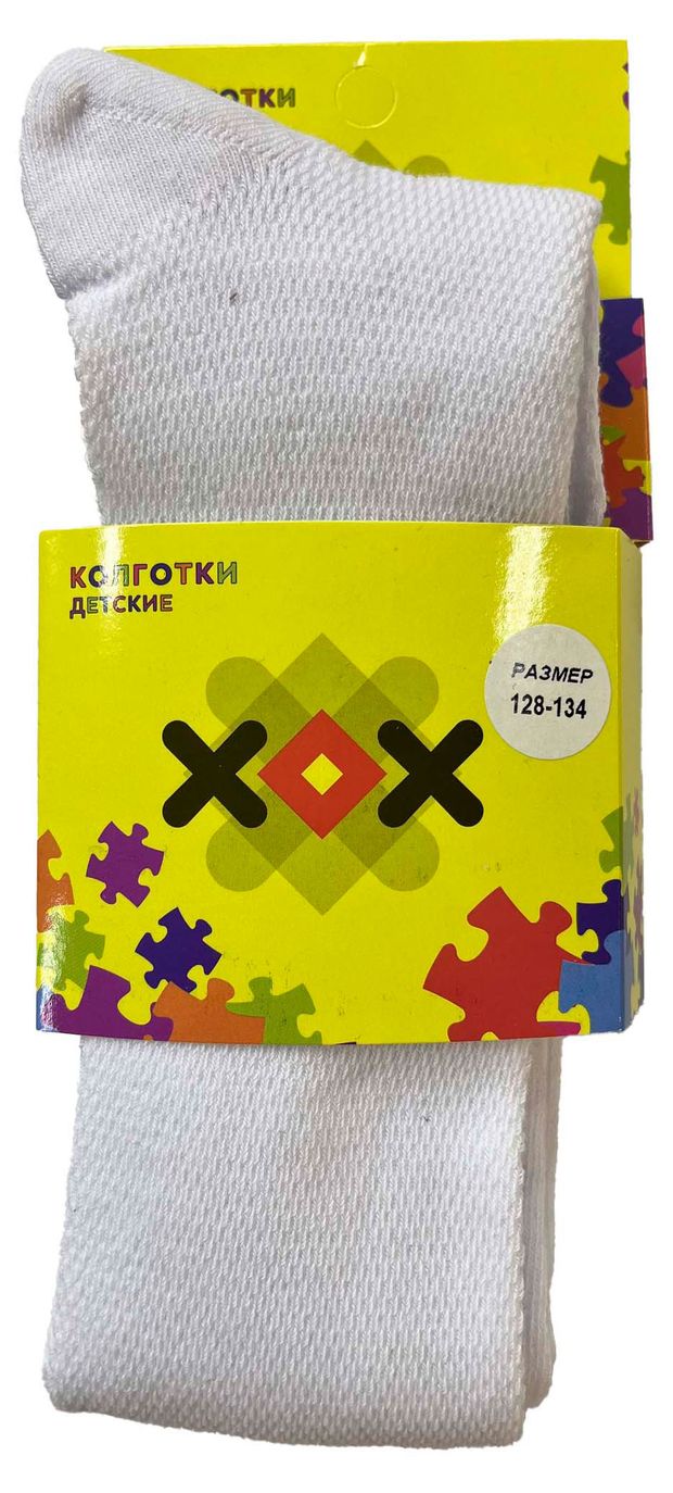 Колготки для девочки ХОХ сетка белые, р 128-134