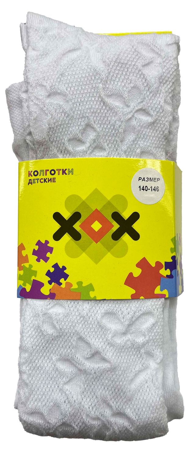 Колготки для девочки ХОХ ажурные белые, р 140-146