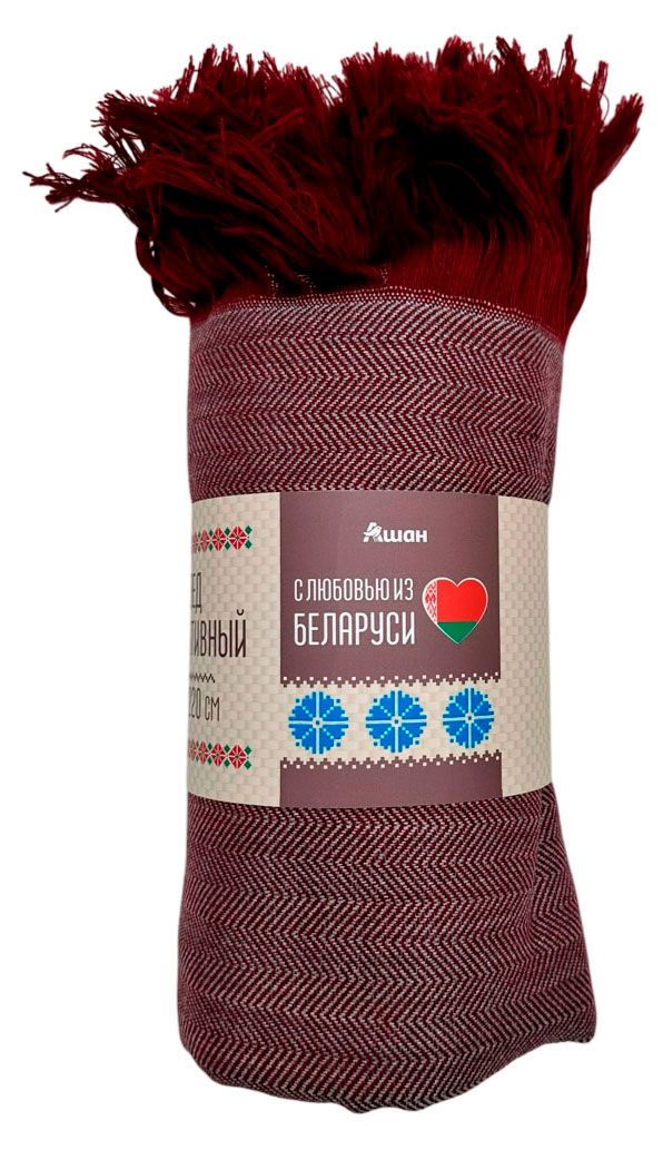 Плед декоративный АШАН Красная птица с любовью из Беларуси бордовый, 160х220 см