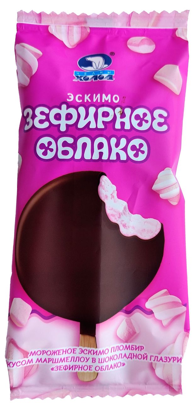 Мороженое пломбир Челны Холод Эскимо Зефирное облако со вкусом маршмеллоу 12% ГОСТ, 70 г
