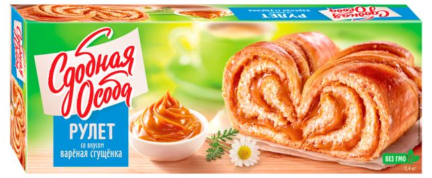 Рулет сдобный Сдобная Особа со вкусом вареная сгущенка, 400 г