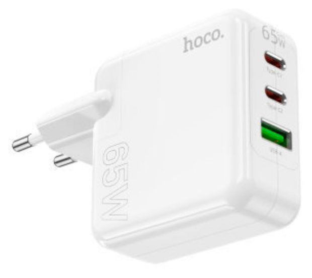 Сетевое зарядное устройство Hoco C115A 65W 1USB+2USB-C белое