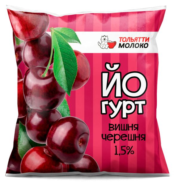 Йогурт питьевой Тольяттимолоко вишня-черешня 1,5% БЗМЖ, 400 г