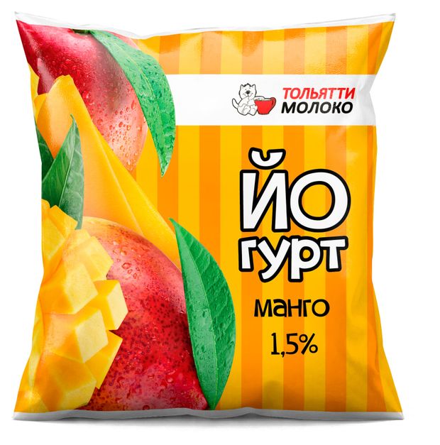 Йогурт питьевой Тольяттимолоко Манго 1,5% БЗМЖ, 400 г