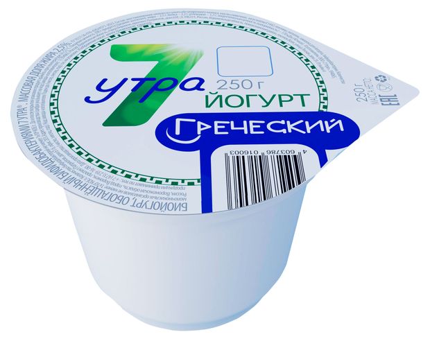 Биойогурт греческий густой ложковый 7 утра обогащенный бифидобактериями 2,5% БЗМЖ, 250 г