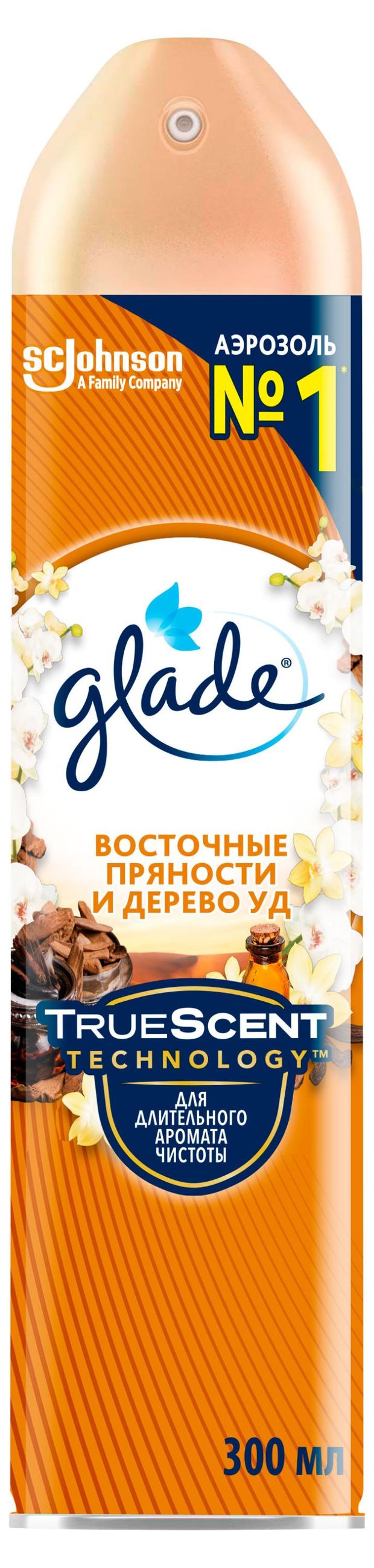 Освежитель воздуха Glade Аэрозоль Восточные пряности и дерево уд, 300 мл