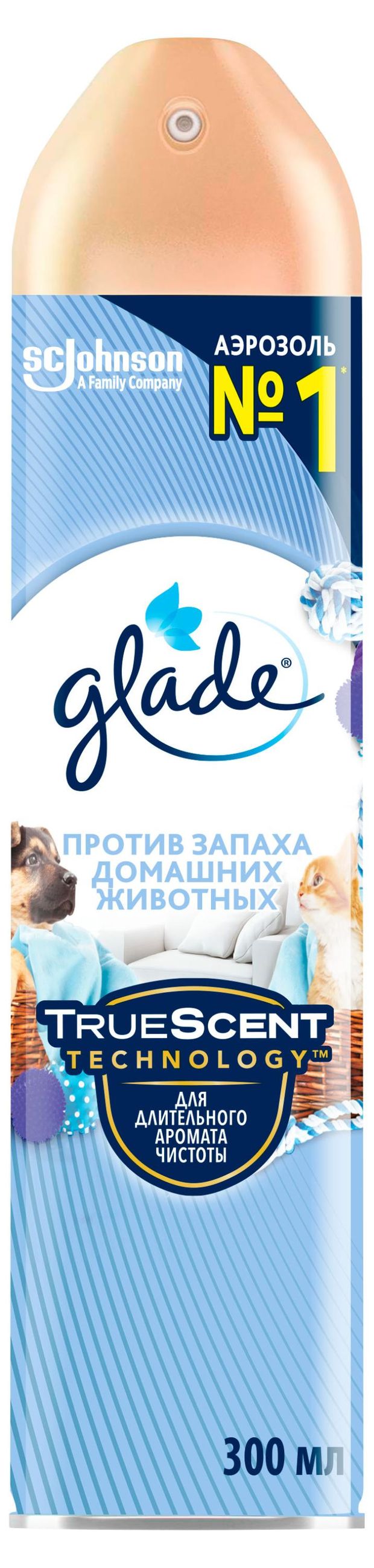 Освежитель воздуха Glade Аэрозоль Против запаха домашних животных, 300 мл