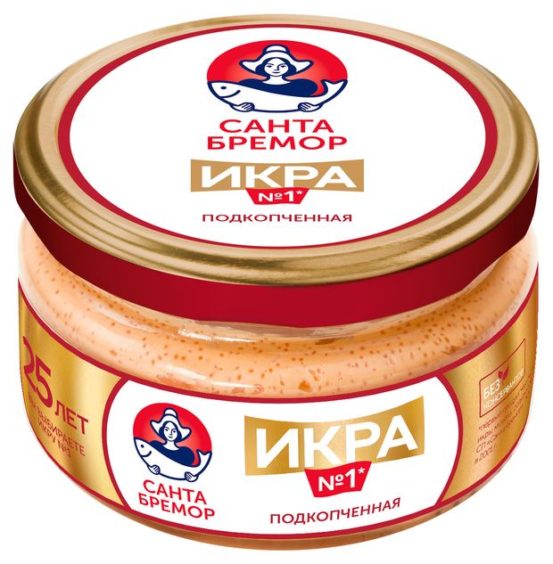 Икра мойвы Санта Бремор Икра 1 подкопченная, 180 г