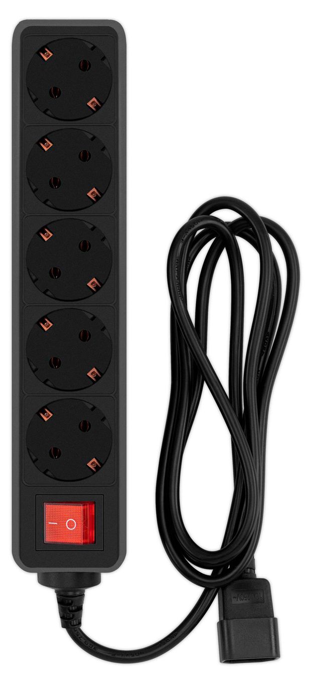 Сетевой фильтр PC Pet AP01006-E-B 5 розеток черный с евророзеткой, 1,8 м