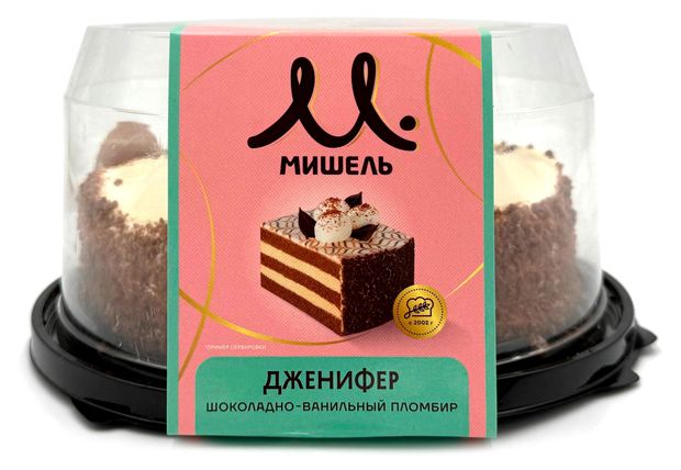 Торт шоколадно-бисквитный Мишель Дженифер шоколадно-ванильный с ванильным кремом охлажденный, 750 г