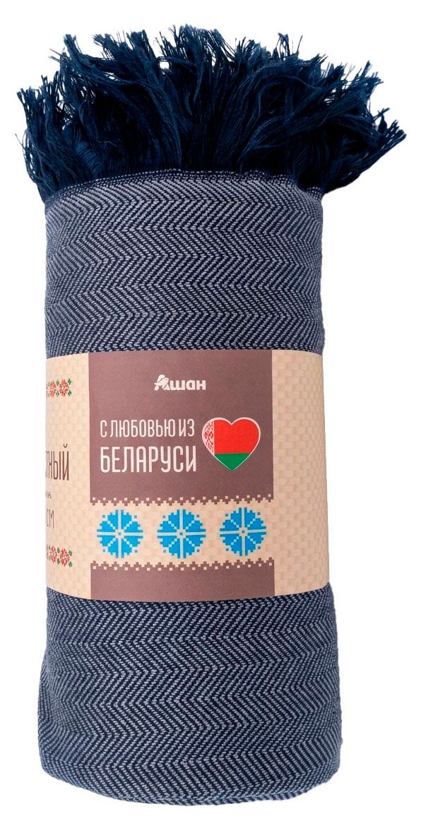 Плед декоративный АШАН Красная птица с любовью из Беларуси полушерстяной синий, 160х220 см