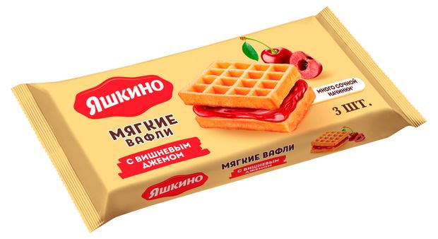 Вафли мягкие Яшкино с вишневым джемом, 120 г