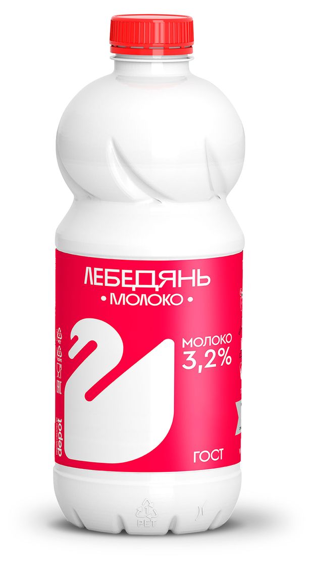 Молоко пастеризованное питьевое Лебедяньмолоко 3,2% БЗМЖ охлажденное, 900 г
