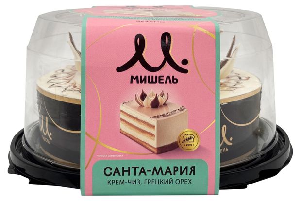 Торт воздушно-бисквитный Мишель Санта Мария со сливочным кремом охлажденный, 950 г