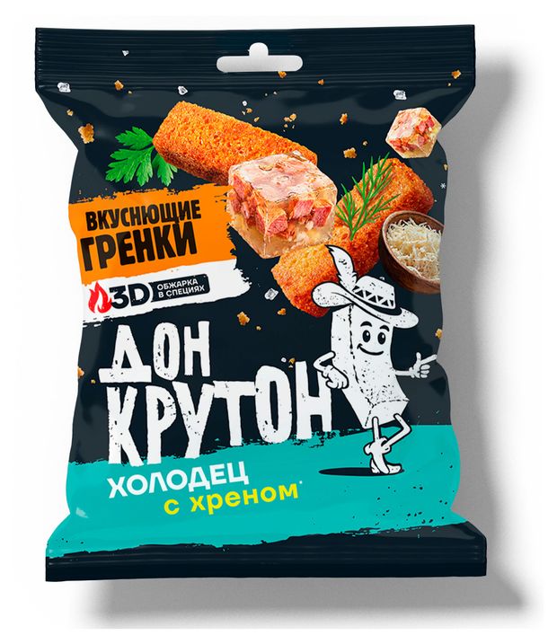 Гренки ржано-пшеничные Дон Крутон Холодец с хреном, 55 г