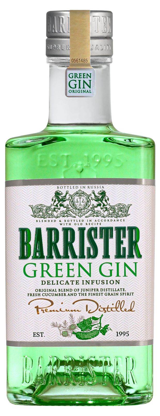 Джин Barrister green дистиллированный Россия, 500 мл