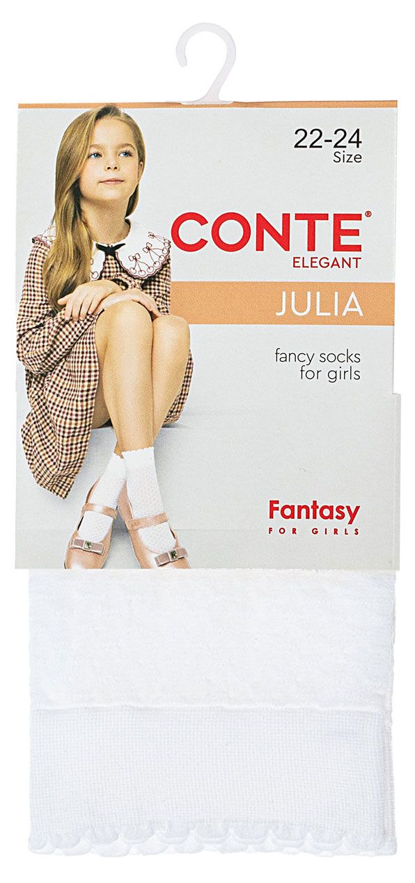 Носки для девочек Conte Elegant Julia нарядные Bianco белые, р. 22-24